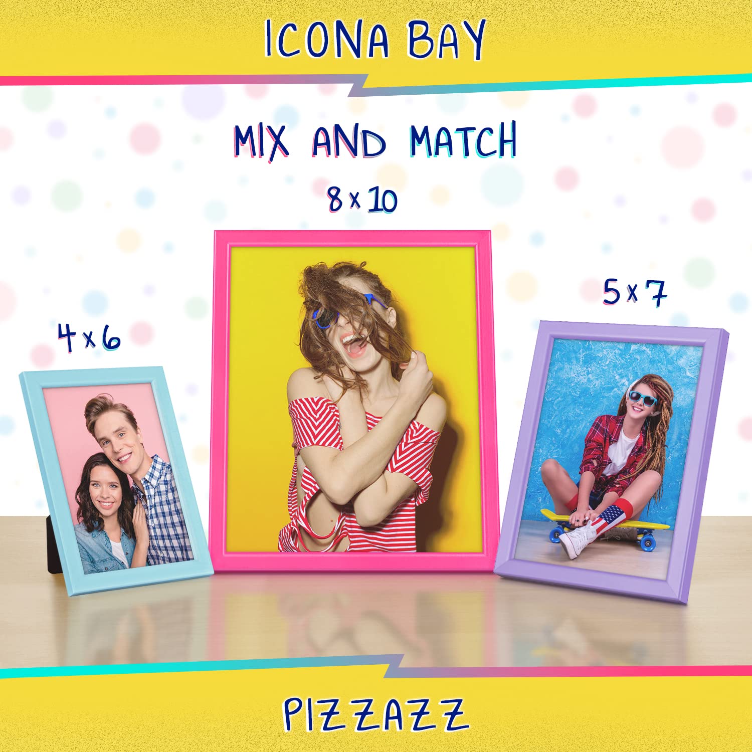 Amazon.co.jp: Icona Bay 4x6 パステルブルー 写真フレーム - 無垢材
